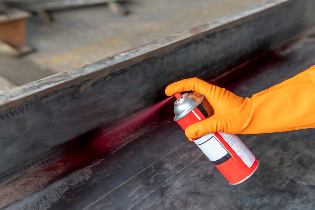 Use spray Liquid Penetrant into the welded with process Penetrant Testing.